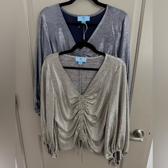 NWT CeCe Silver Shimmer-y Evening Blouse. Large. Get your “Shimmer On”! - Picture 9 of 10